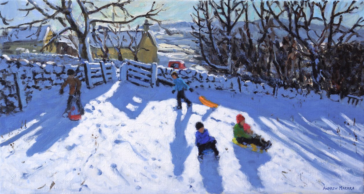 Sáňkování, Hartington, Buxton, 2020 od Andrew Macara