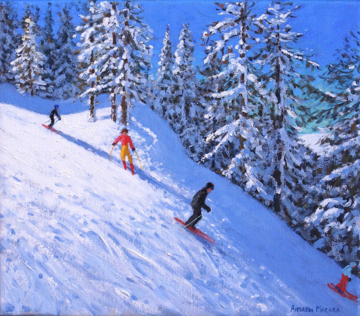 Strmý svah, Les Arcs, Francie, (olej na plátně) od Andrew Macara
