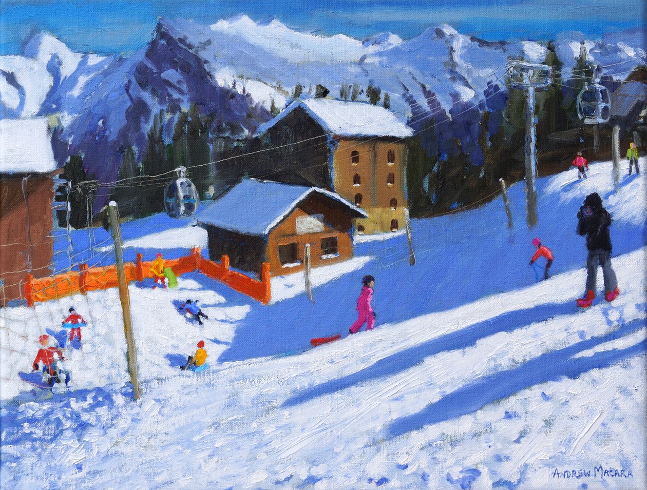 Zimní stadion, Samoens, Francie, 2022 (olej na plátně) od Andrew Macara