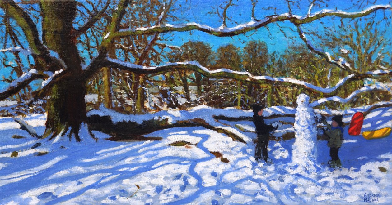 Sněhulák, Calke Abbey, Ticknall, Derby, 2022 (olej na plátně) od Andrew Macara