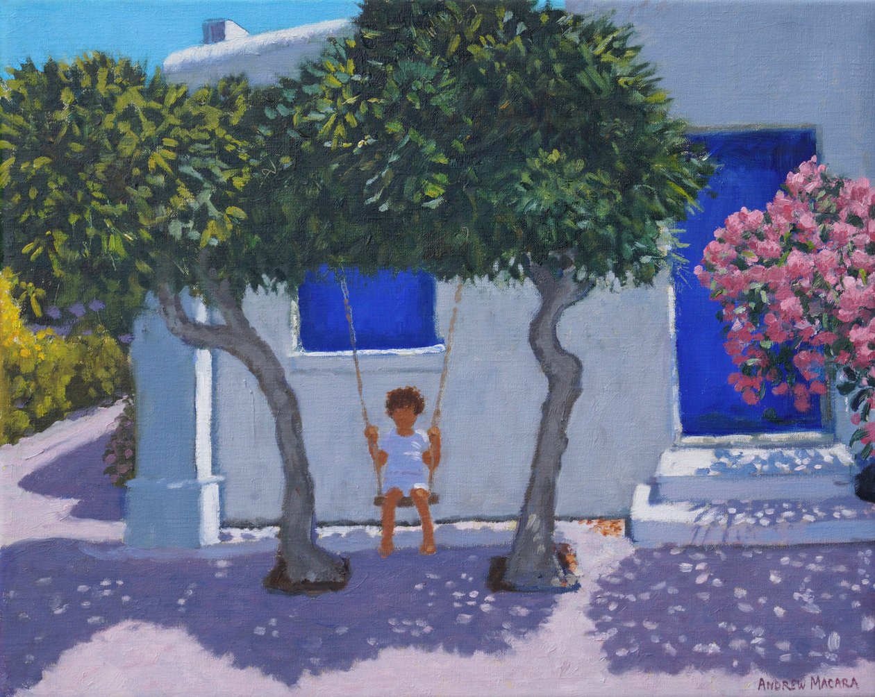 Houpačka, Rhodos, 2020, (olej na plátně) od Andrew Macara