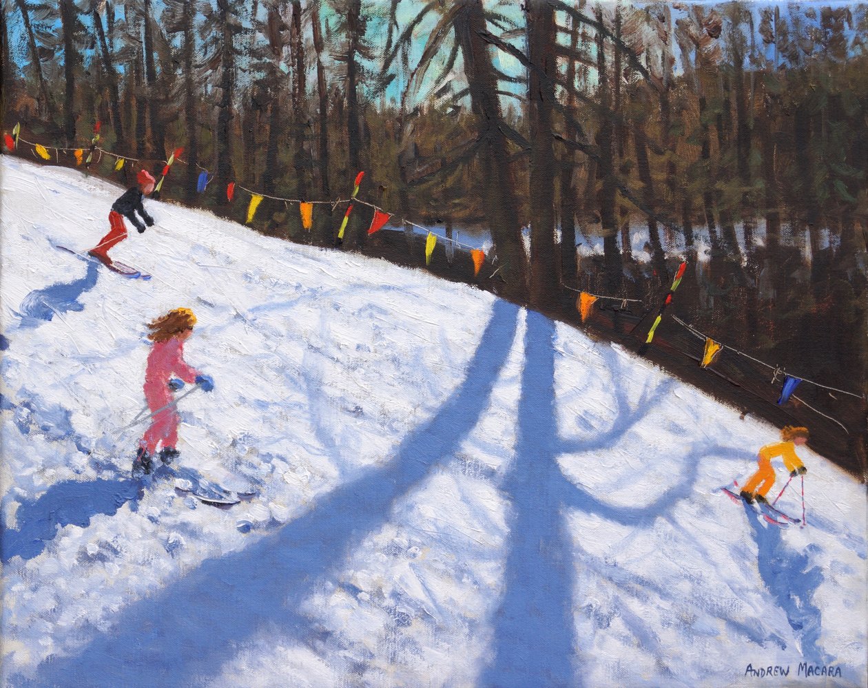 Tři údolí lyžování, 2018, (olej na plátně) od Andrew Macara