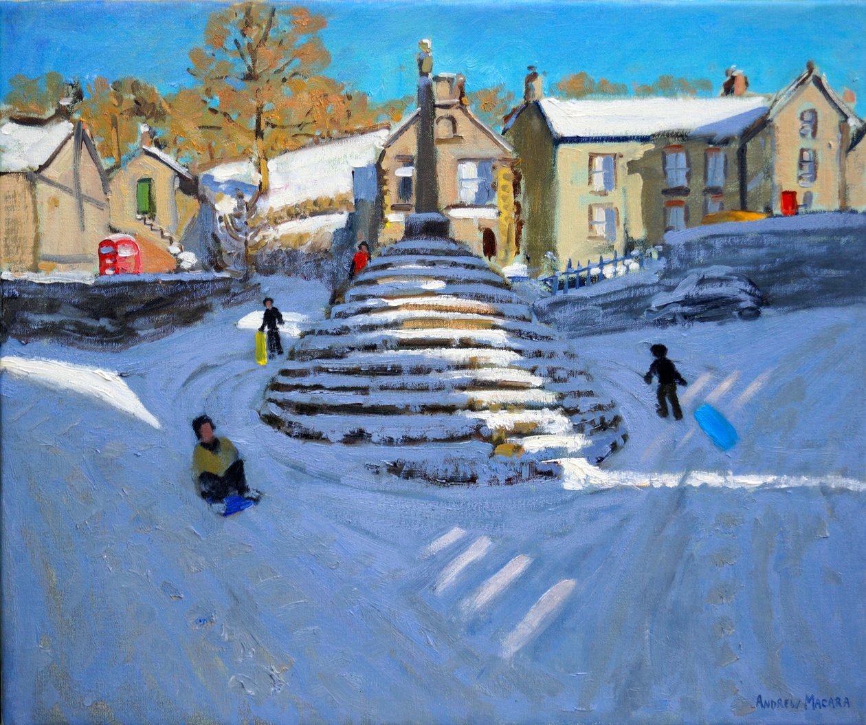 Zima, vesnice Bonsall, 2014 (olej na plátně) od Andrew Macara