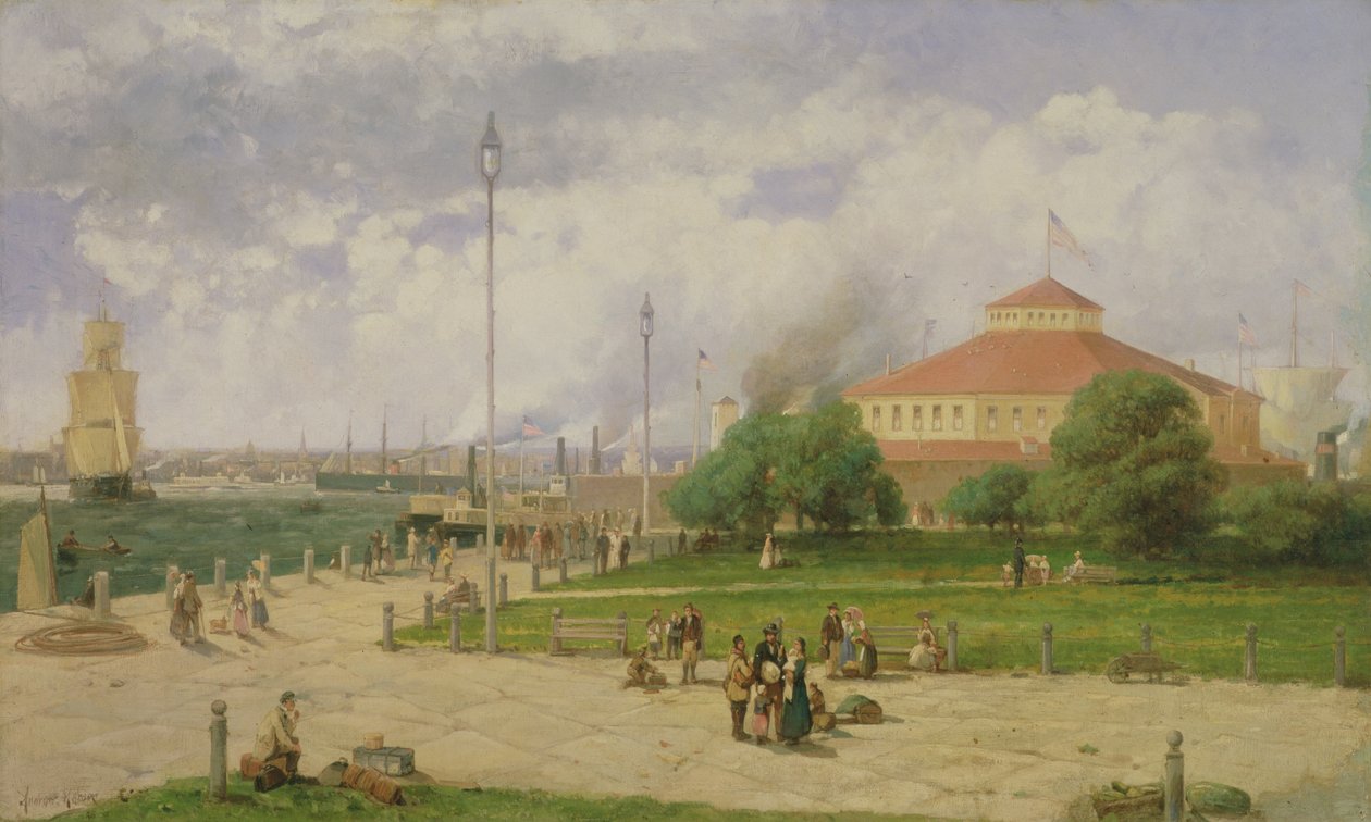 New York Harbour and Castle Garden, 1885 od Andrew Melrose