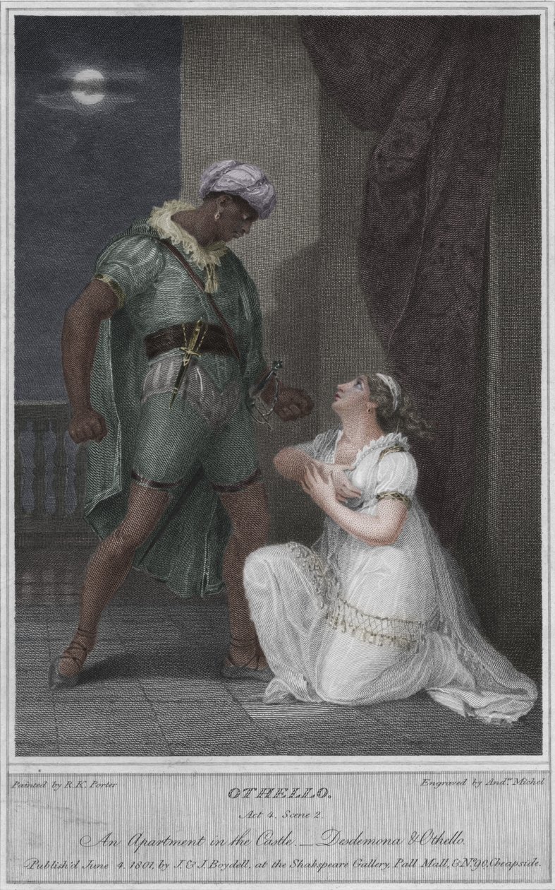 Othello. 4. dějství. Scéna 2. Byt na zámku. Desdemona a Othello, 1801. od Andrew Michel
