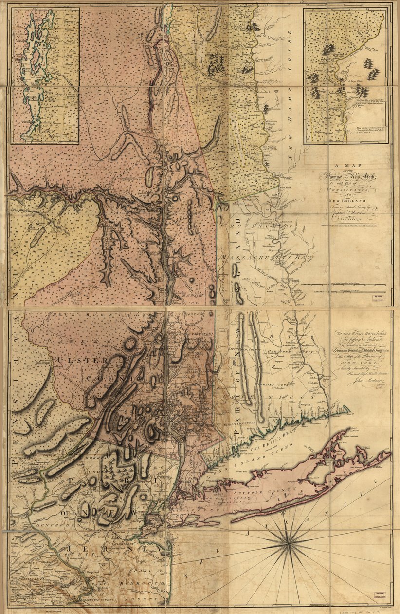 Mapa provincie New York s částí Pensilvánie a Nové Anglie, LOC 74692653. od Andrew Montrésor