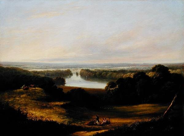 Pohled z kopce Froster Hill, Gloucestershire, Anglie (olej na plátně) od Andrew Richardson