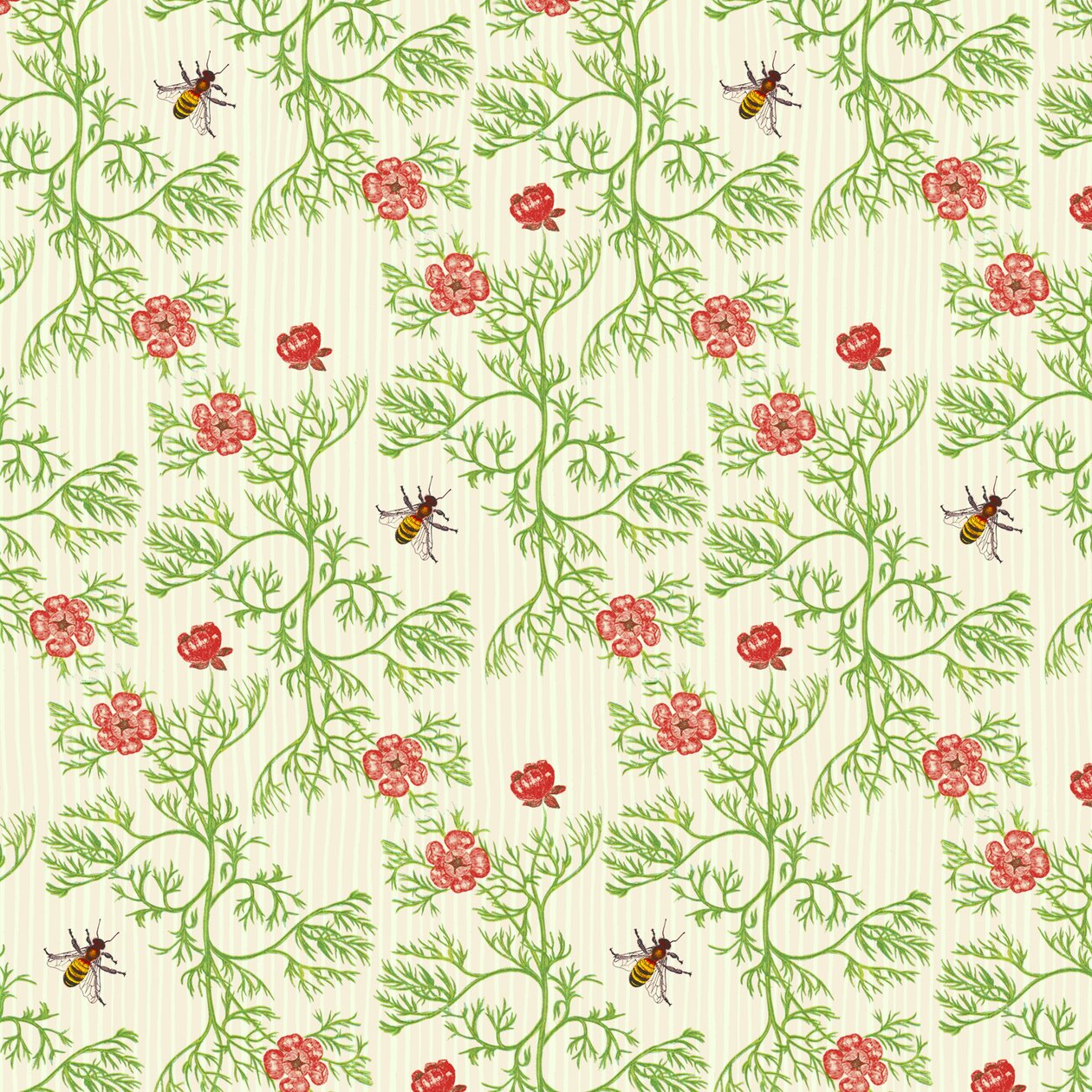 Honey Bee Floral, 2017 (akvarel inkoustem, digitální) od Andrew Watson