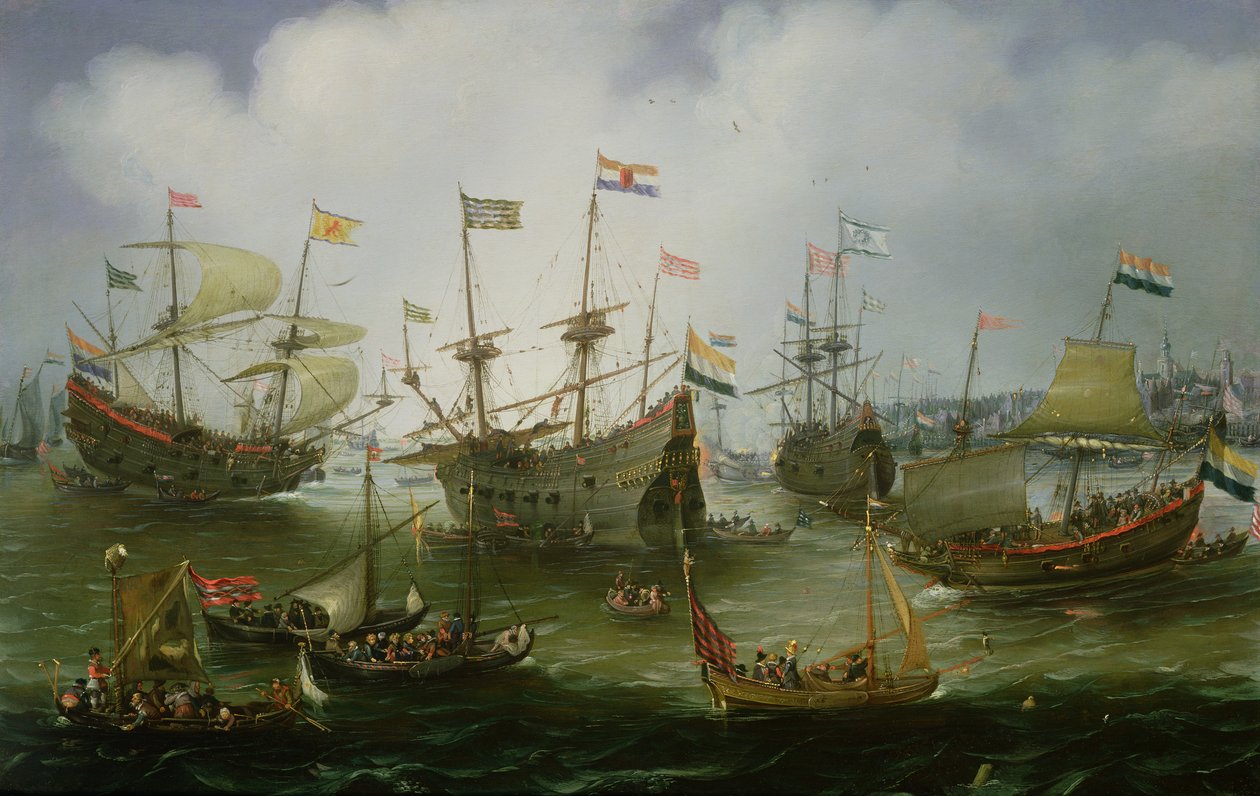 Návrat do Amsterdamu druhé expedice do východní Indie 19. července 1599 (olej na mědi) od Andries van Eertvelt