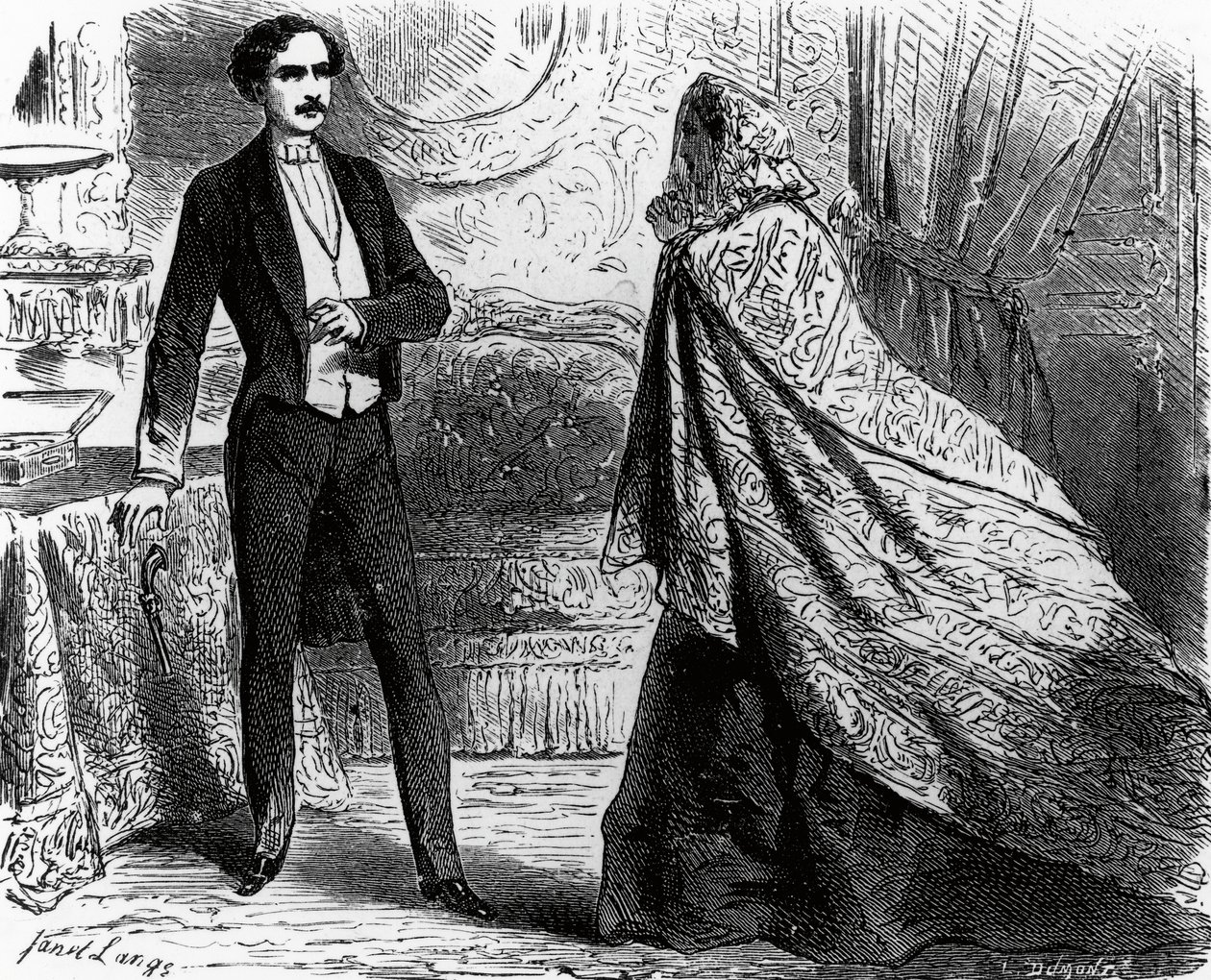 Ilustrace pro hraběte Monte Cristo, román Alexandra Dumase (1802-1870) a Augusta Maqueta (1813-1888), rytina podle kresby Ange Louis Janet (1815-1872) od Ange-Louis (1815-72) Janet