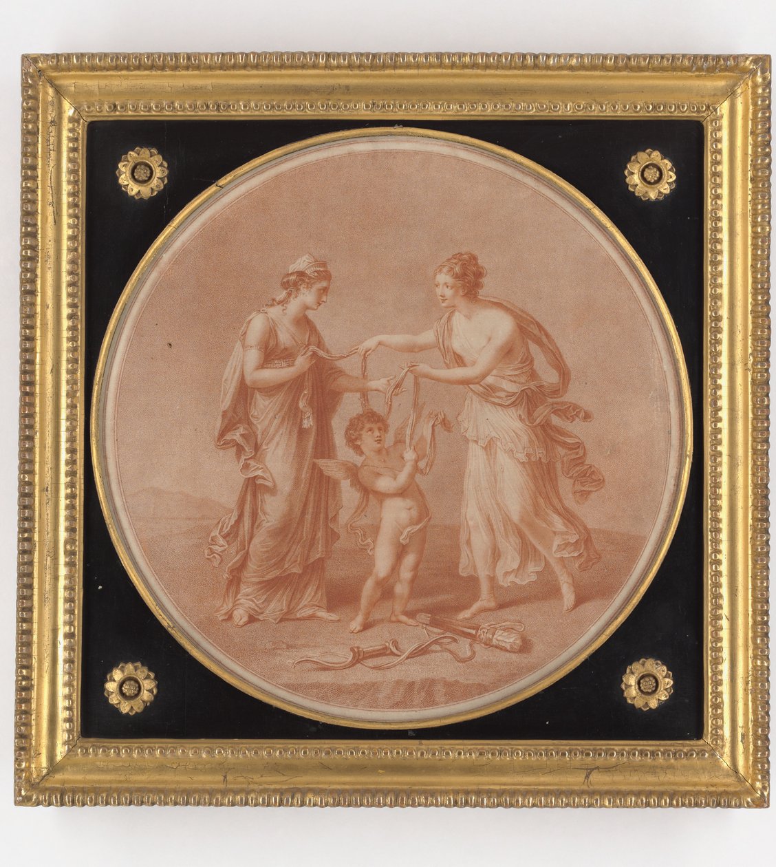 Juno, Venuše a Cupid, tisk vytvořil William Wynne Ryland, 1777 (tehovaná rytina) od Angelica Kauffmann