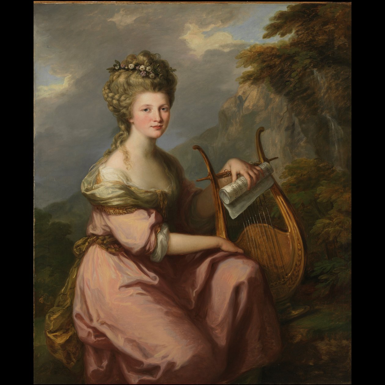 Portrét Sarah Harropové (paní Batesové) jako múzy od Angelica Kauffmann