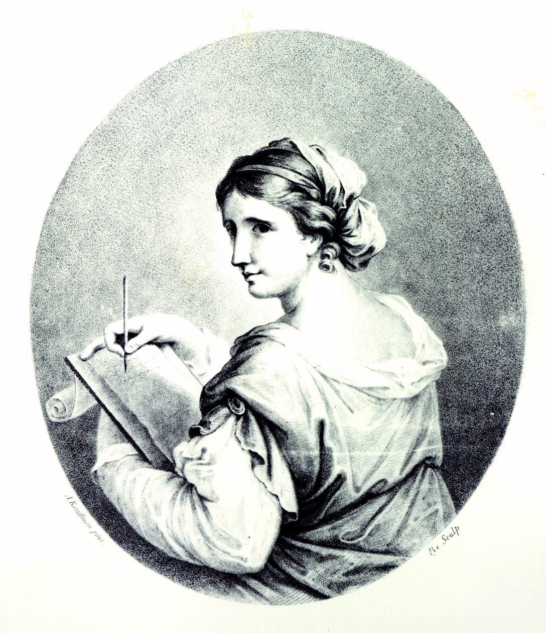 Sapfó, vyryl Pye, 1774 od Angelica Kauffmann