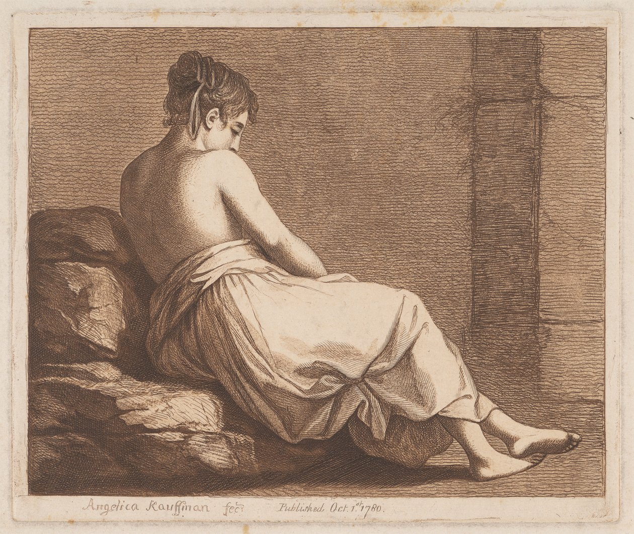 Žena sedící na kamenech od Angelica Kauffmann