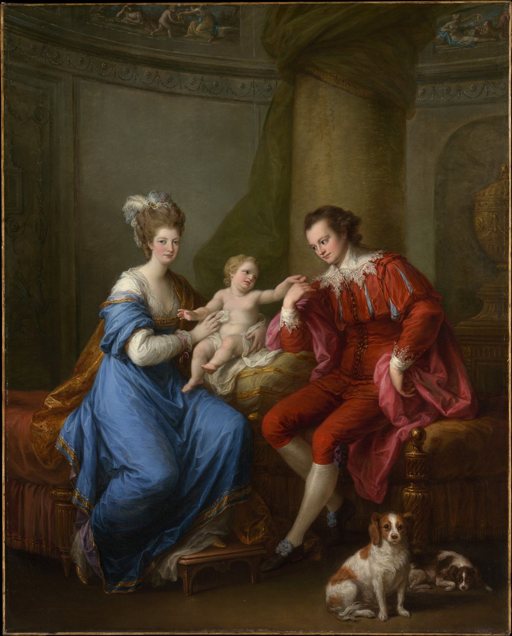 Edward Smith Stanley (1752-1834), dvanáctý hrabě z Derby, Elizabeth, hraběnka z Derby (Lady Elizabeth Hamilton, 1753-1797), a jejich syn (Edward Smith Stanley, 1775-1851) od Angelica Kauffmann