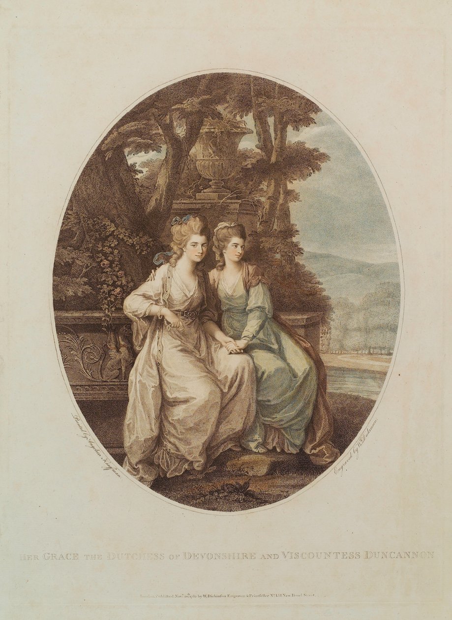 Její milost vévodkyně z Devonshire a vikomtesa Duncannon, vyryto W. Dickinsonem, 1782 od Angelica Kauffmann