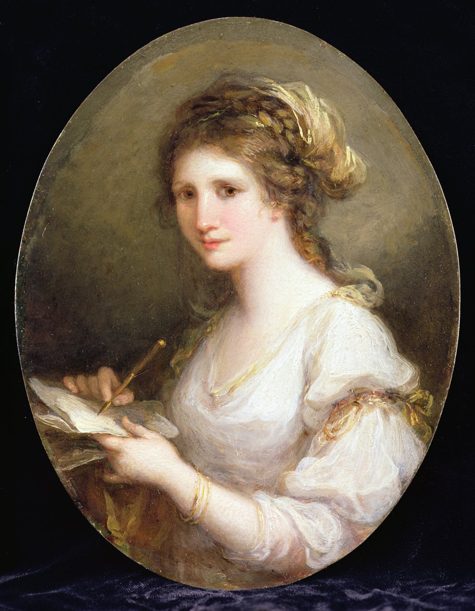Portrét dámy, možná autoportrét (olej na mědi) od Angelica Kauffmann