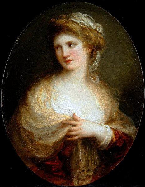 Portrét dámy ve žlutém šátku (olej na mědi) od Angelica Kauffmann