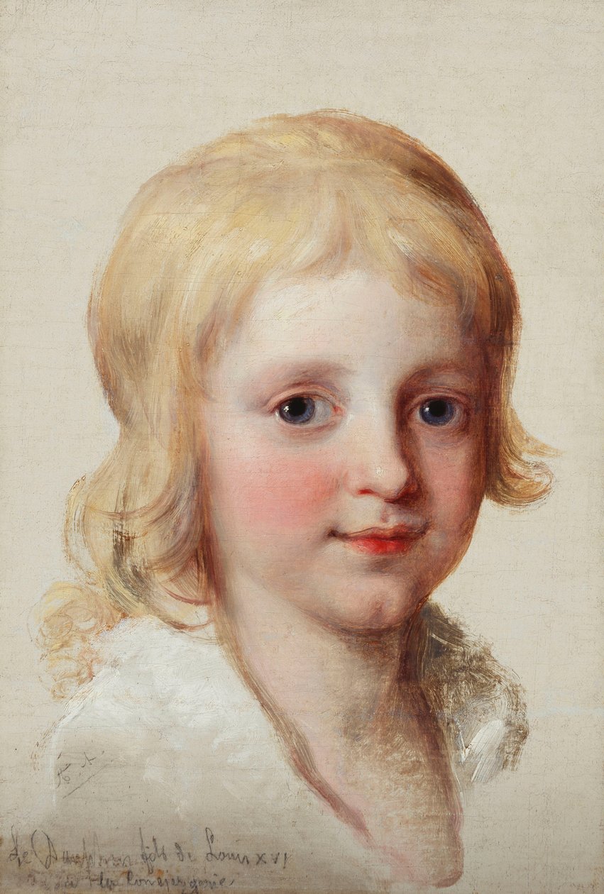 Portrétní studie Francesca, korunního prince neapolského, jako chlapce, hlava a ramena, od Angelica Kauffmann