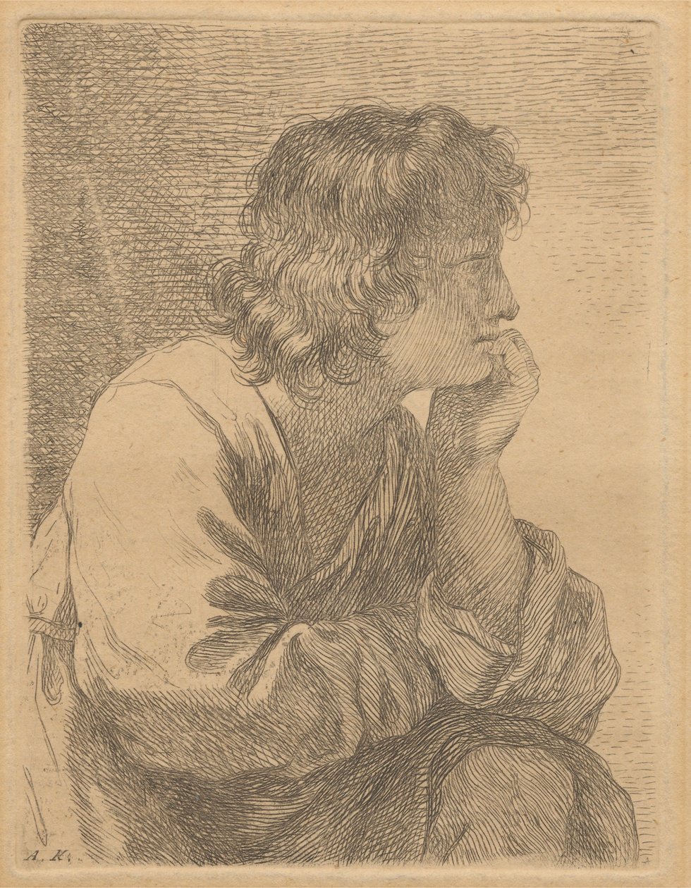 Portrét mladého muže v zamyšlení od Angelica Kauffmann