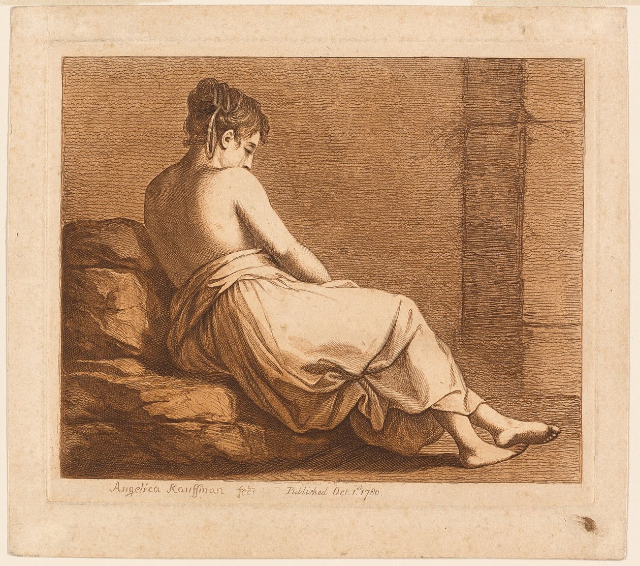 Ležící dívka při pohledu zezadu od Angelica Kauffmann