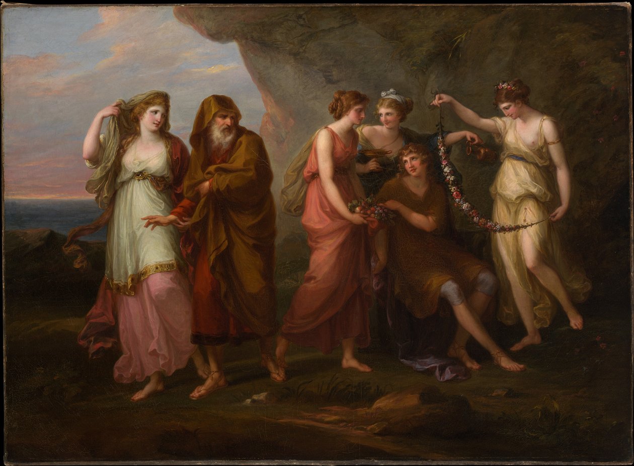 Télémachos a nymfy Kalypsó od Angelica Kauffmann