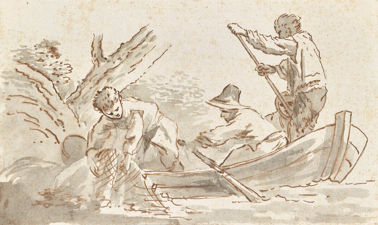 Rybář tahání v síti od Angelica Kauffmann