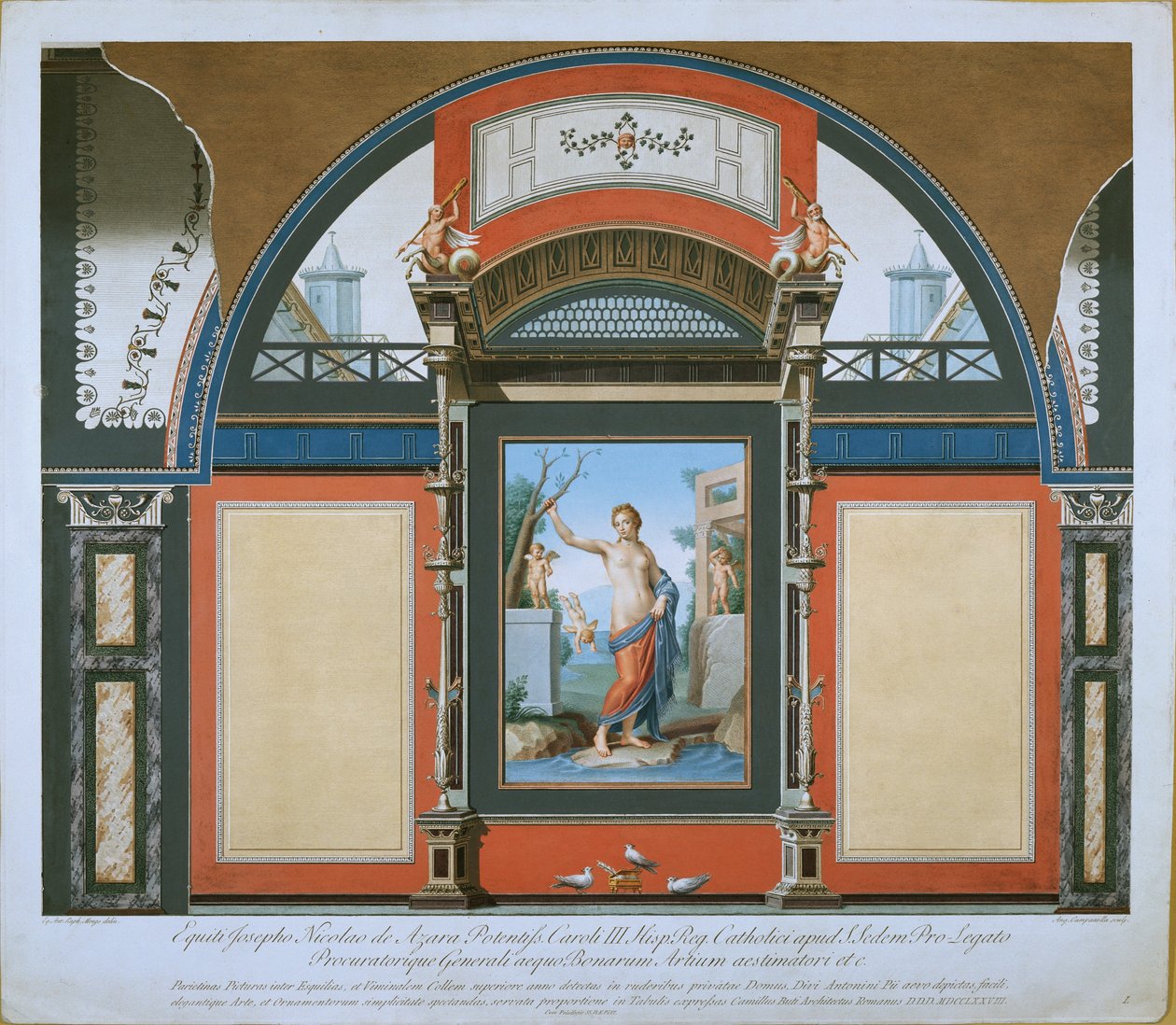Nástěnná výzdoba starožitného pokoje z vily Negroni, 1778 od Angelo Campanella