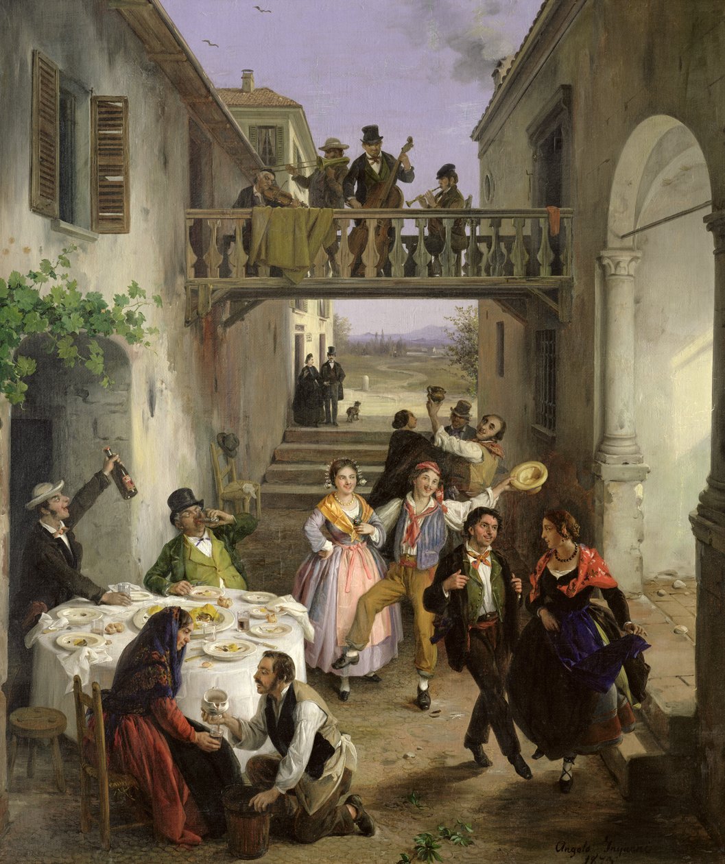 Svatba v Brianze, 1873 od Angelo Inganni
