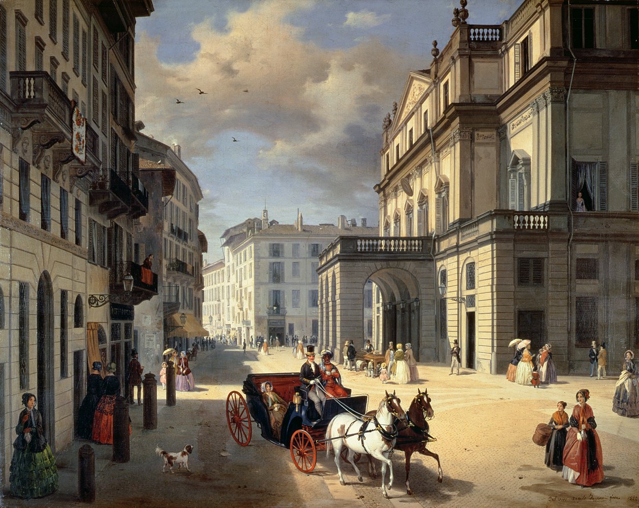 Před divadlem La Scala, 1852 od Angelo Inganni