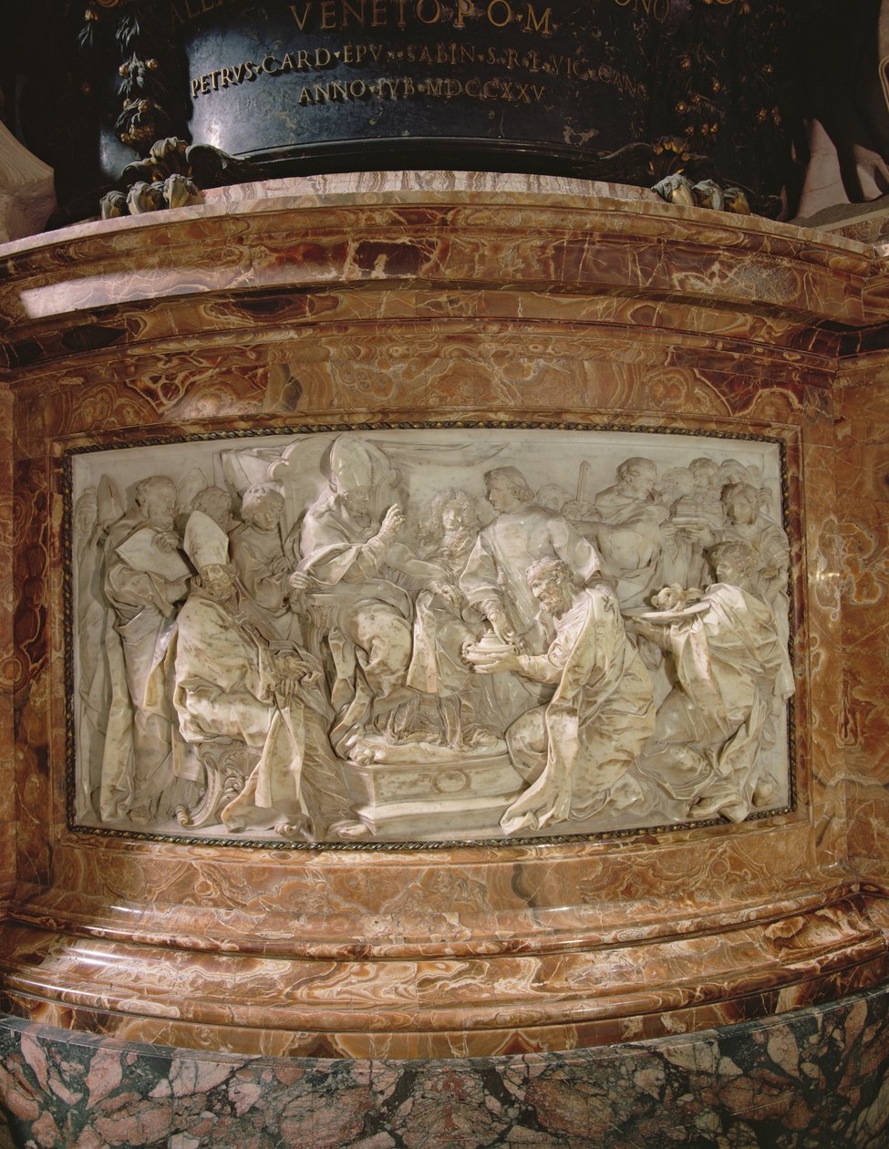 Kanonizace pěti svatých papežem Alexandrem VIII. dne 16. října 1690 (mramor) od Angelo de Rossi