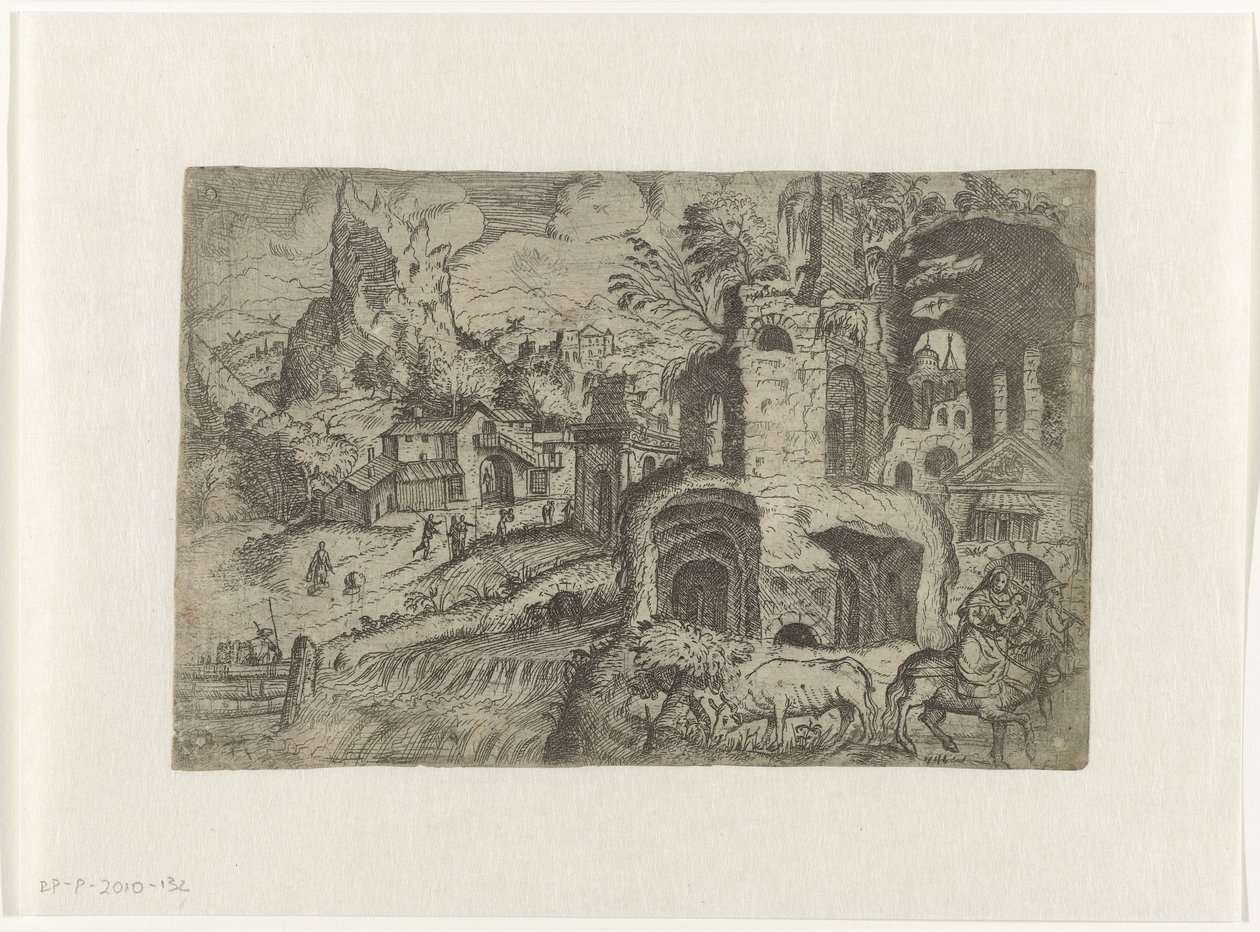 Krajina s letem do Egypta od Angelo Falconetto (attributed to)