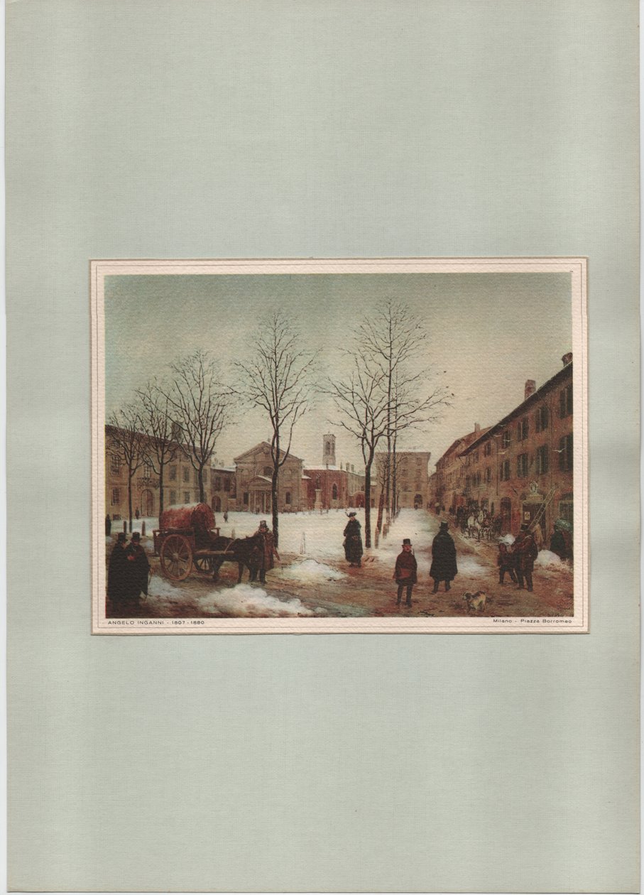 Milán - Piazza Borromeo, neznámé (tisk) od Angelo Inganni