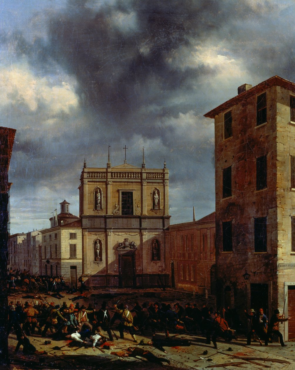 Deset dní Brescie, Angelo Inganni (1807-1880), olej na plátně, 38x45 cm od Angelo Inganni