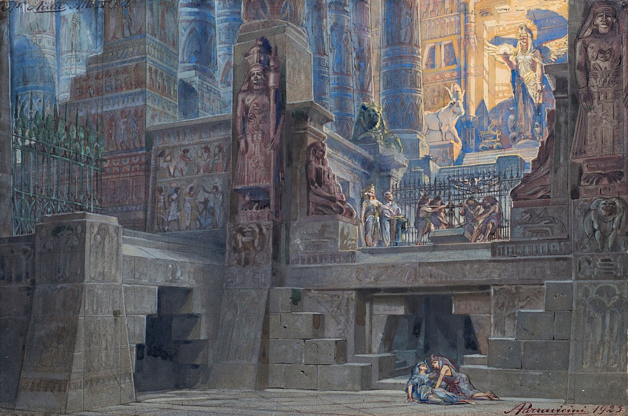 Scénografie pro Opera Aida od Giuseppe Verdiho, 1923. od Angelo Parravicini