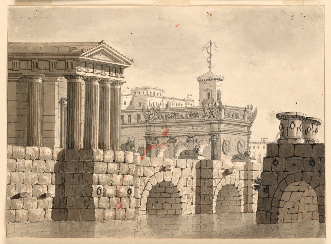 Scéna, paláce a řeka od Angelo Toselli