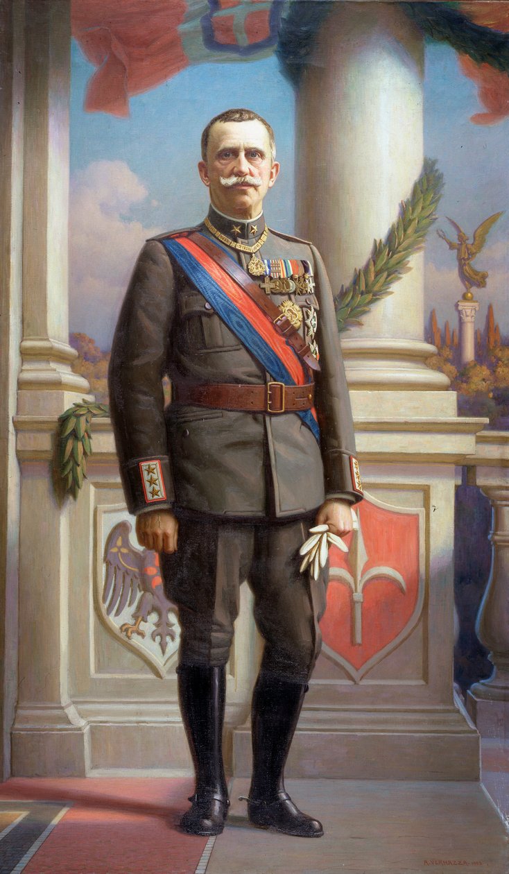 Portrét italského krále Vittoria Emanuela III. (1869-1947) Malba Angela Vernazzy (1869-1937) 1923 Rozměr 220x130 cm Genes, Galerie moderního umění, inv 0588 od Angelo Vernazza