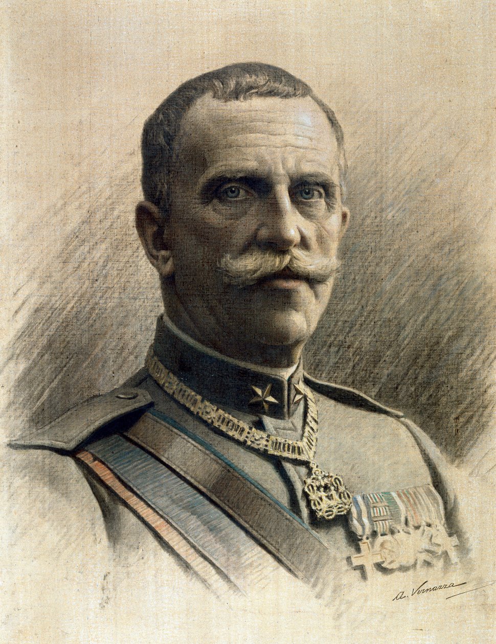 Portrét Viktora Emmanuela III. (1869-1947) Kresba Angelo Vernazza (1869-1937) Rozm. 97x70 cm Genes Nervi, Galerie moderního umění, inv. 0597 od Angelo Vernazza