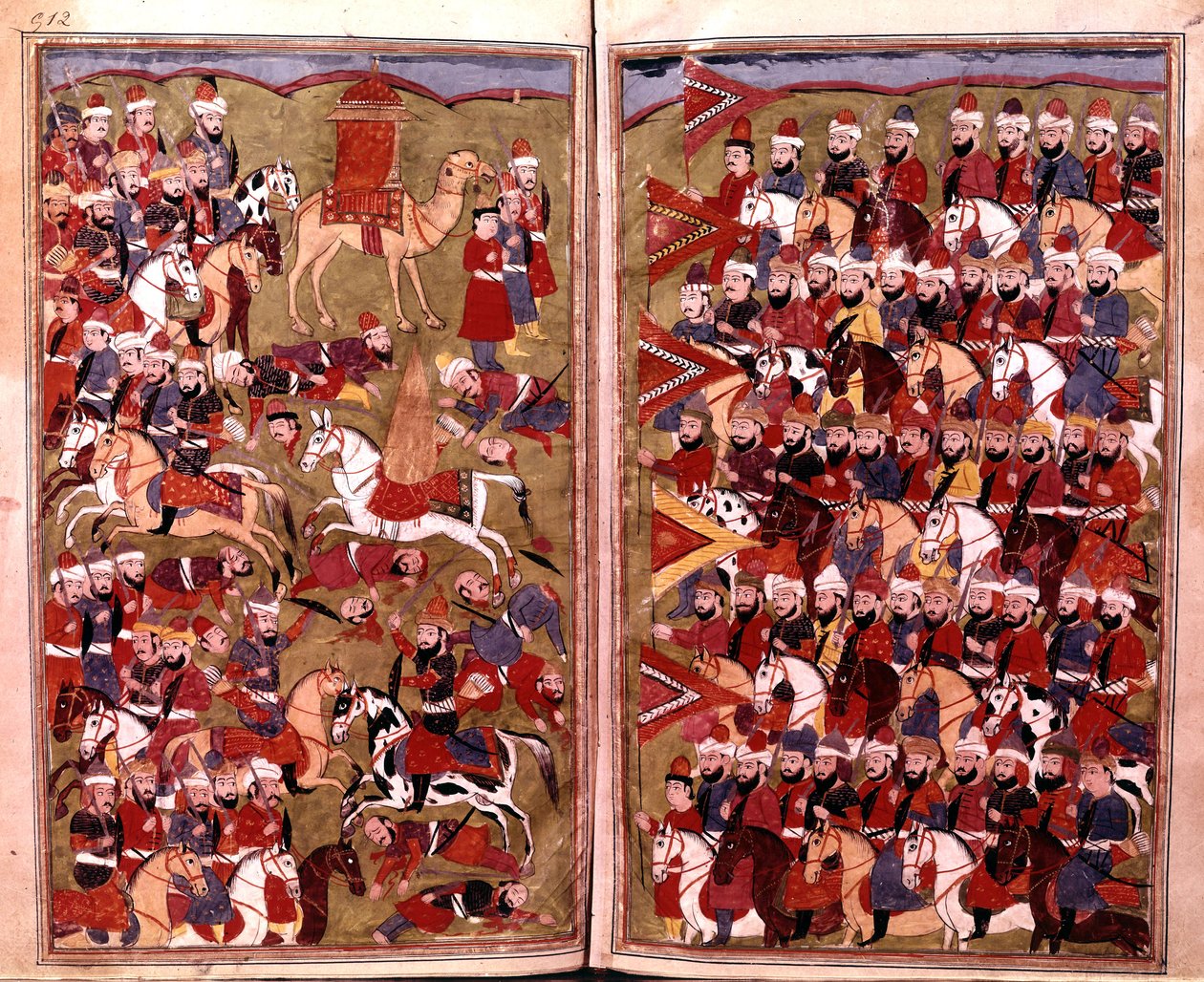 Armáda Aicha v bitvě u Djamalu v roce 656, ilustrace z Hamla-i-Haydari, Mirza Muhammad Rafi Bazil, 1808 od Indian School
