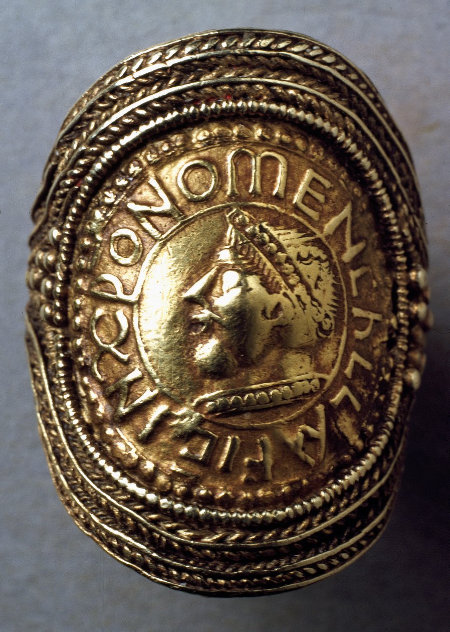 Pozdně saský prsten, pravděpodobně zlatý detail ze 7. století z roku 115707 od Anglo Saxon