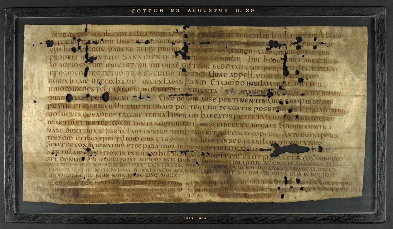 Grant of Hodilredus (Æthelred), příbuzný krále Sebbi z Východních Sasů (fl. 685-706), do Hedilburgu (Æthelburg), abatyše od Anglo Saxon Anglo Saxon