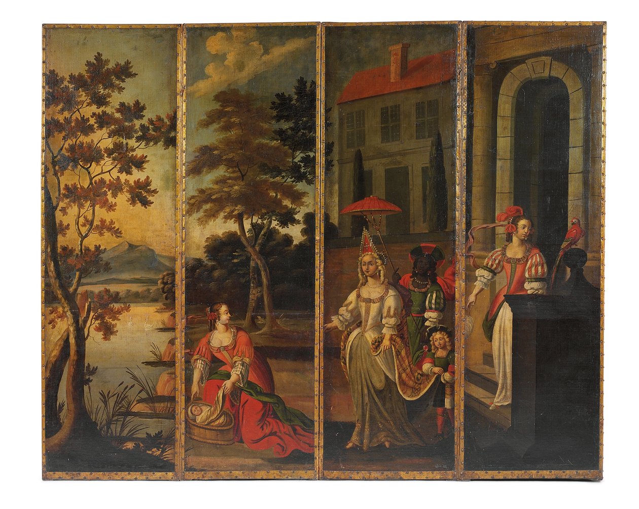 Čtyřnásobná oboustranná obrazovka, cca 1700 od Anglo Flemish School