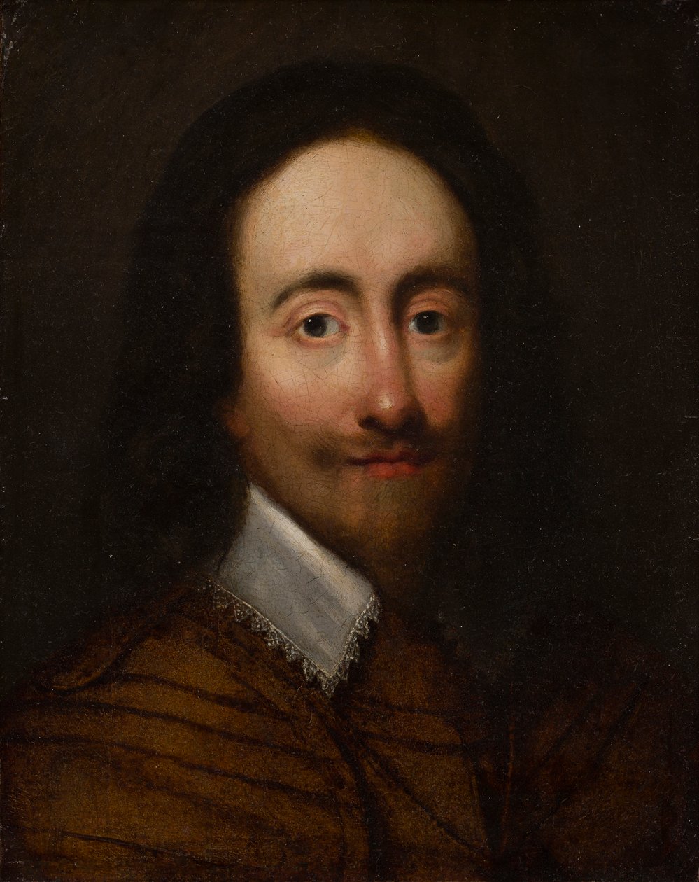 Portrét krále Karla I. (olej na stříbrné zlacené kůži) od Anglo Flemish School