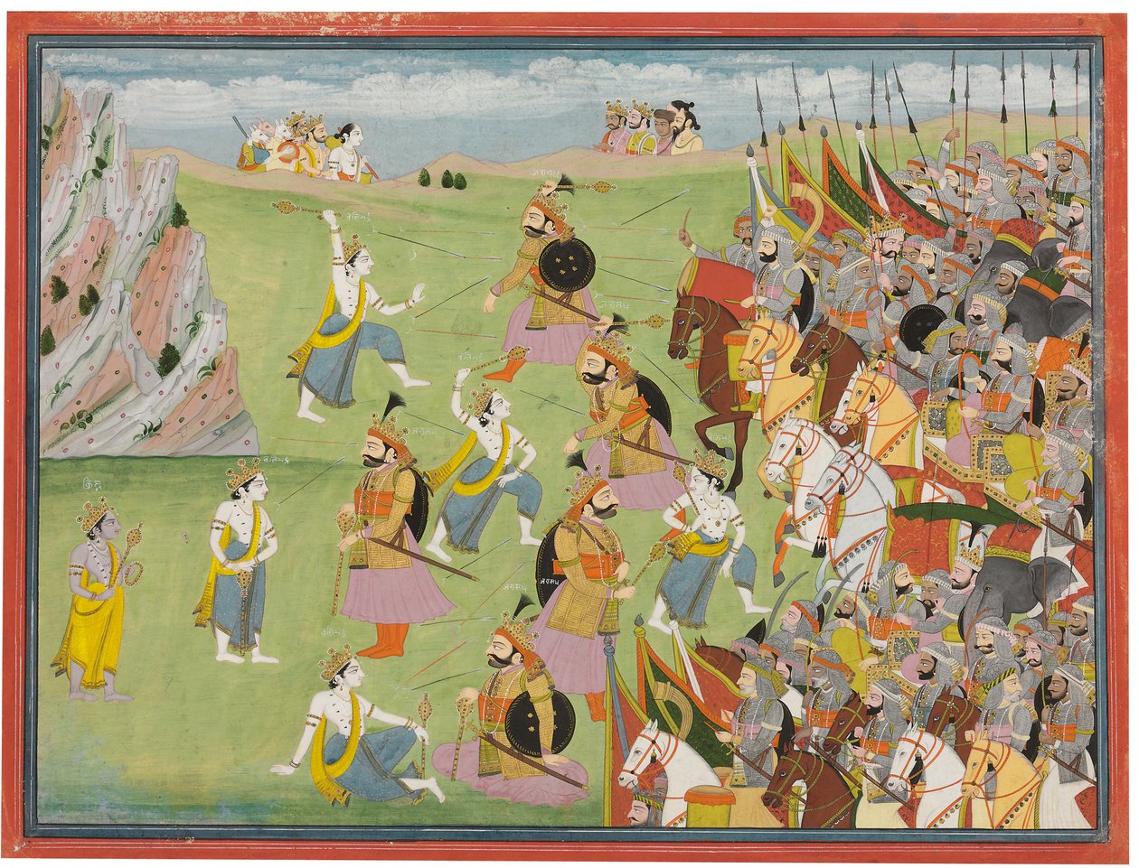 Obraz z Mahábháraty: Balabhadra bojující s Džarásandhou, Kangra nebo Garhwal, kolem 1810-20 od Anglo Indian School