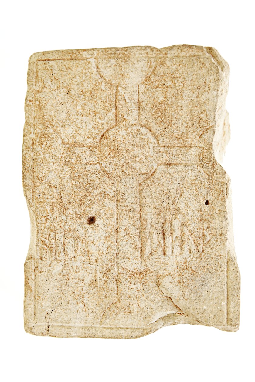 Hrobová značka, polovina 7. až polovina 8. století (vápenec) od Anglo Saxon Anglo Saxon