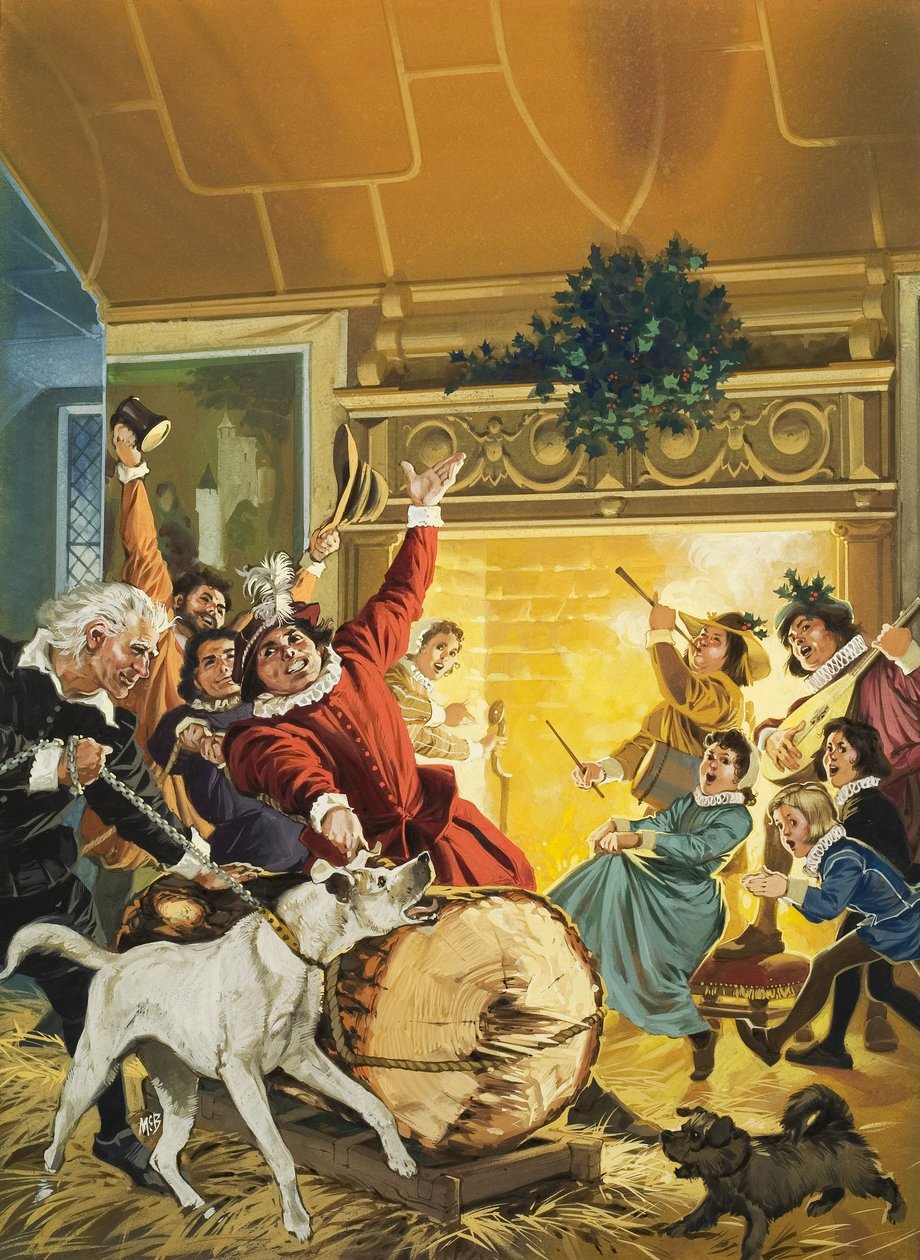 Přinášení vánočního polena (kvaš na papíře) od Angus McBride