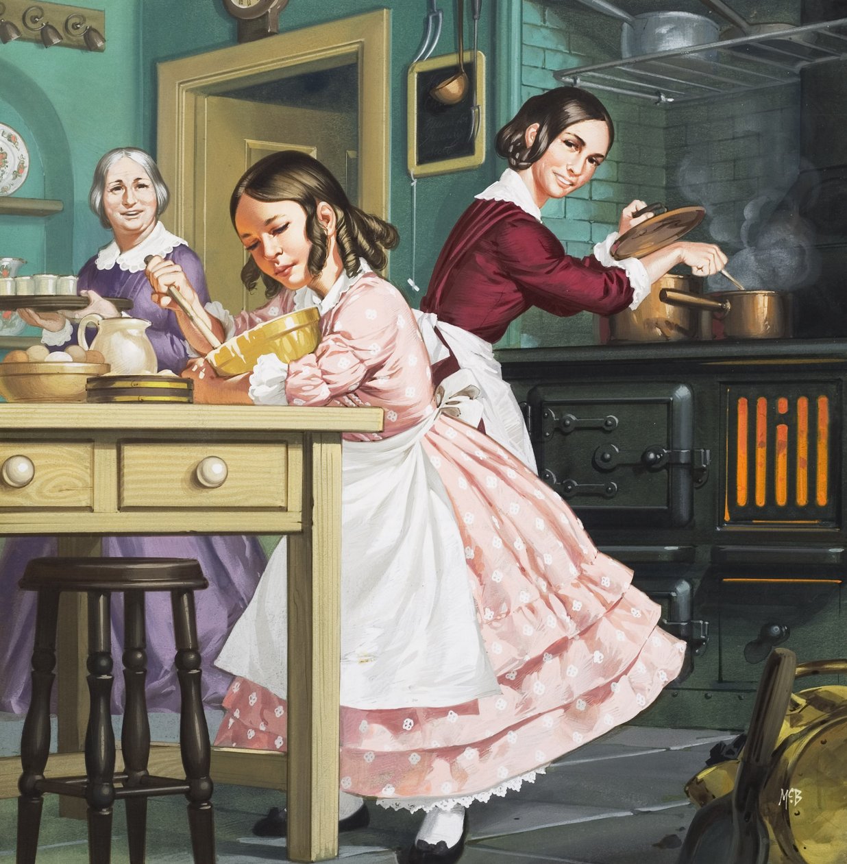 "Vezměte 800 vajec...", paní Beetonová (1835-65) jako dítě (kvaš na papíře) od Angus McBride
