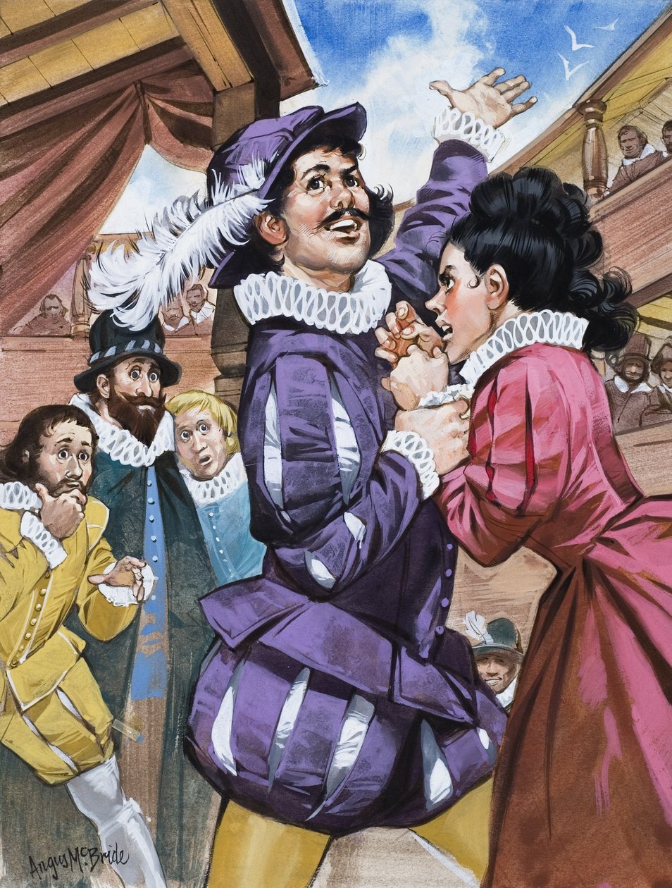 Zkrocení žraloků, William Shakespeare (kvaš na papíře) od Angus McBride