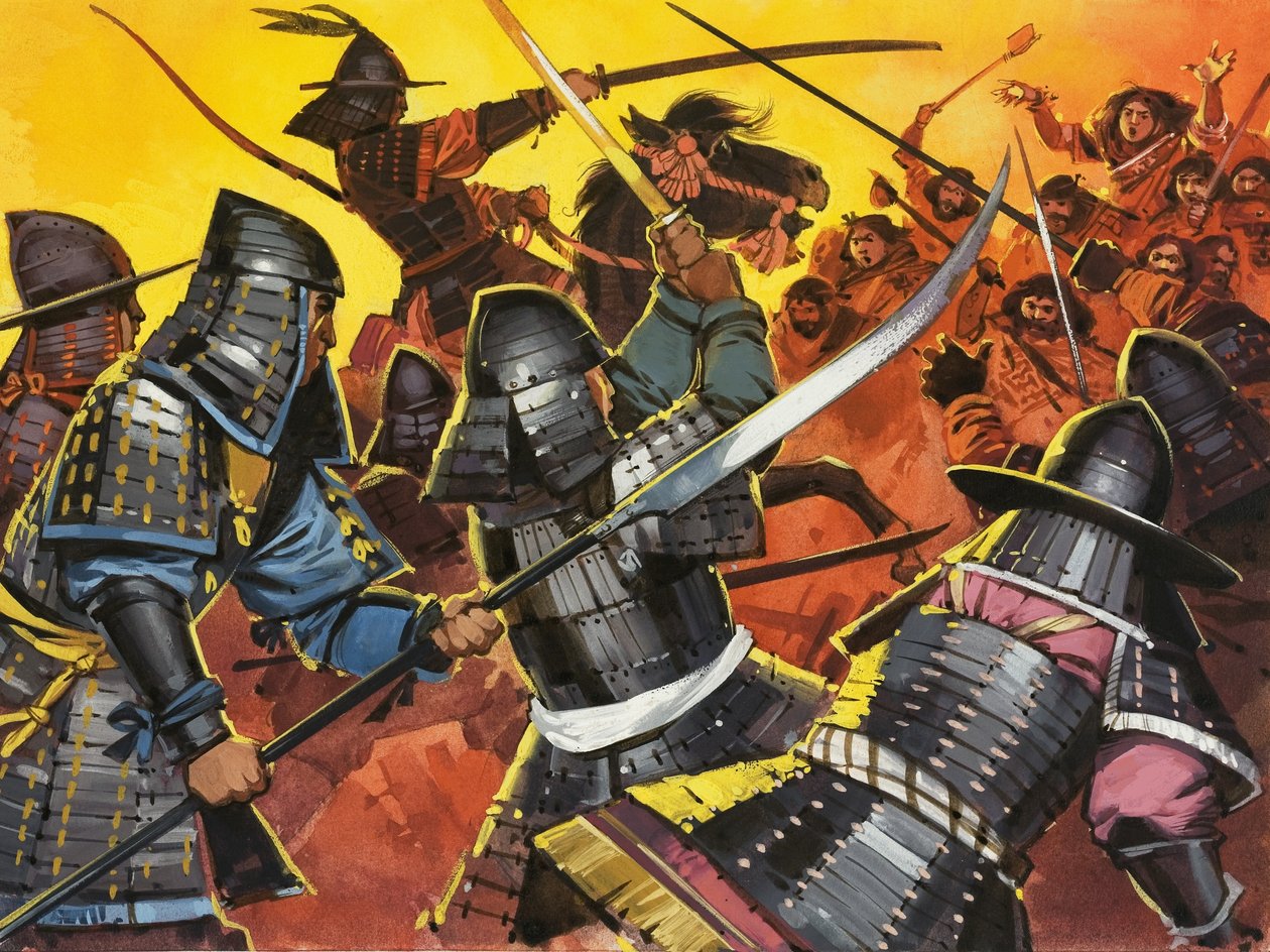 Neidentifikovaní japonští bojovníci v bitvě od Angus McBride