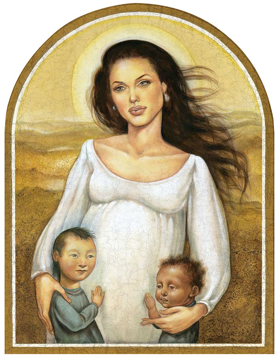 Angelina Jolie, 2004 (akryl na ilustrační tabuli) od Anita Kunz